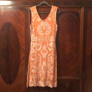 Peach embroidered cocktail dress by Sundance
